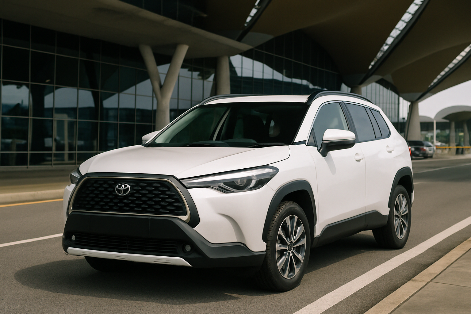 Toyota Corolla Cross white SUV rental Malaysia airport pickup modern