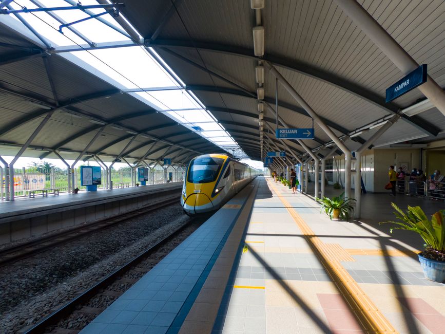 Ipoh KTM ETS train station exterior Malaysia railway platform