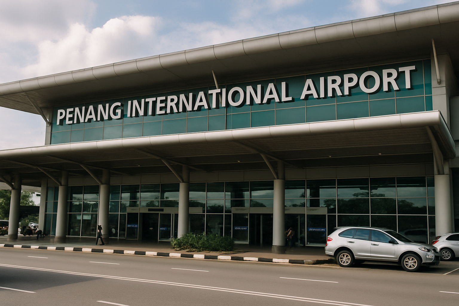 Penang International Airport terminal exterior entrance Bayan Lepas Malaysia