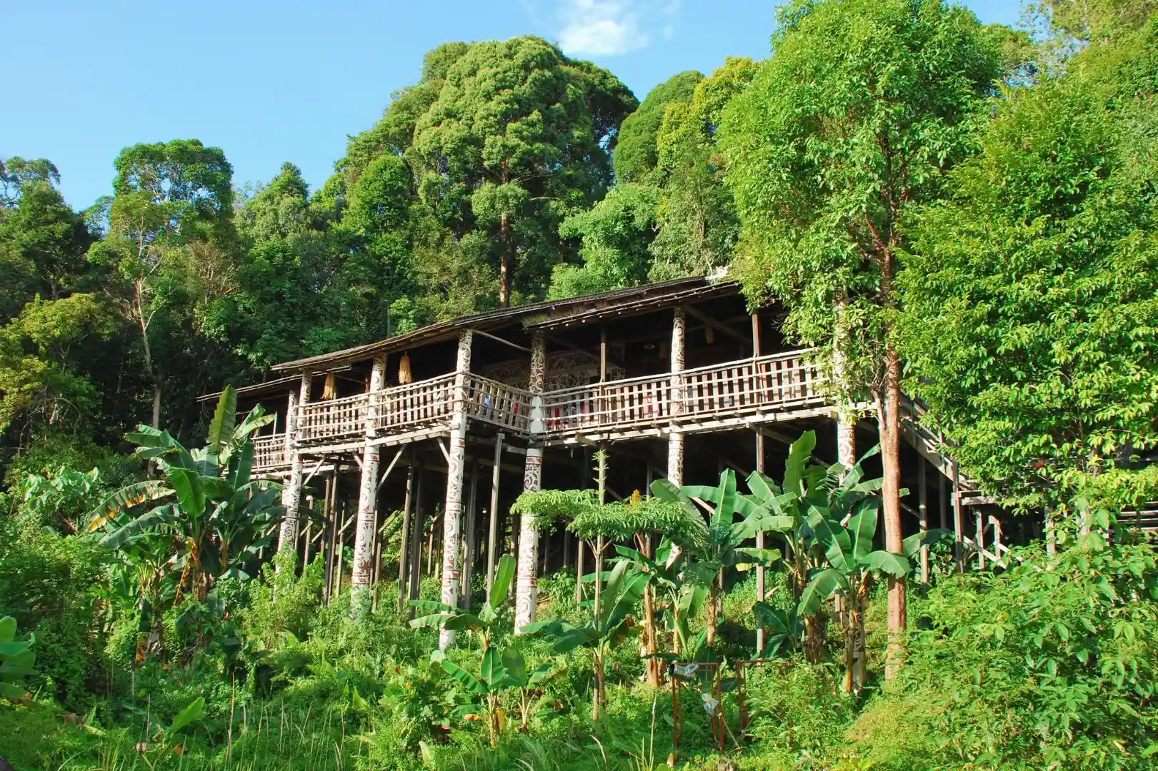 Traditional longhouse at Sarawak Cultural Village