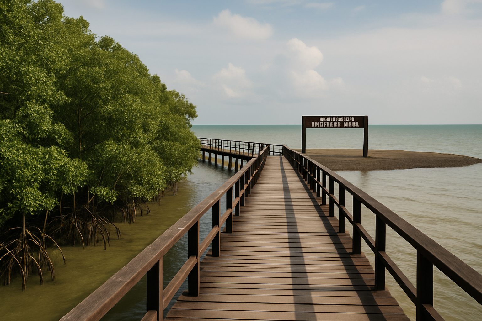 Tanjung Piai National Park mangrove boardwalk flat cape Straits of Johor Pontian southern tip mainland Asia