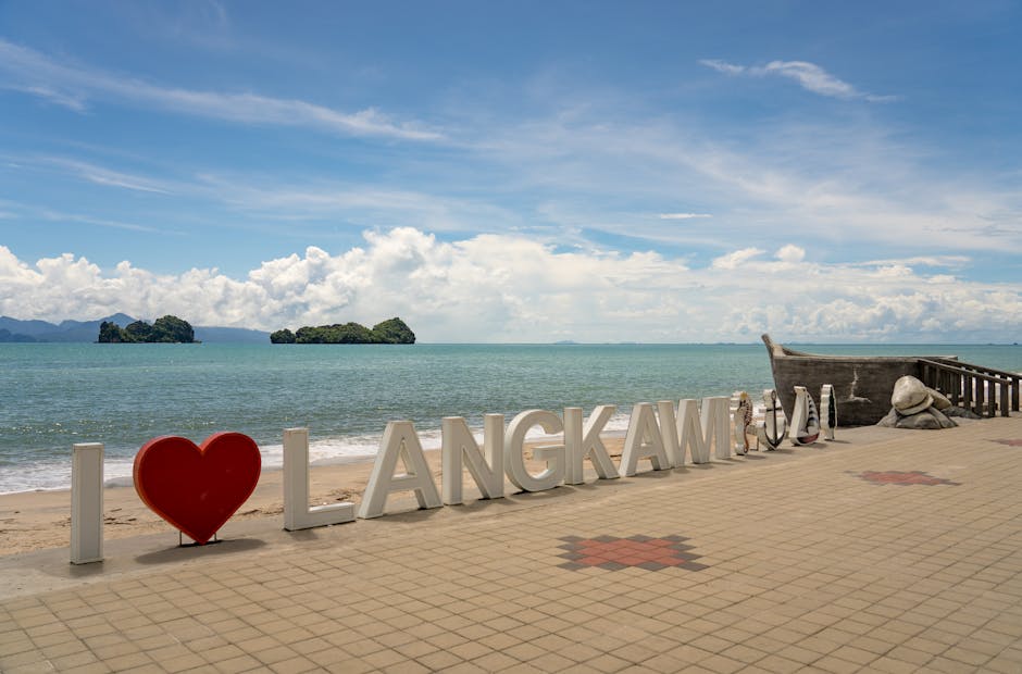 I Love Langkawi sign esplanade waterfront Kuah Langkawi Malaysia
