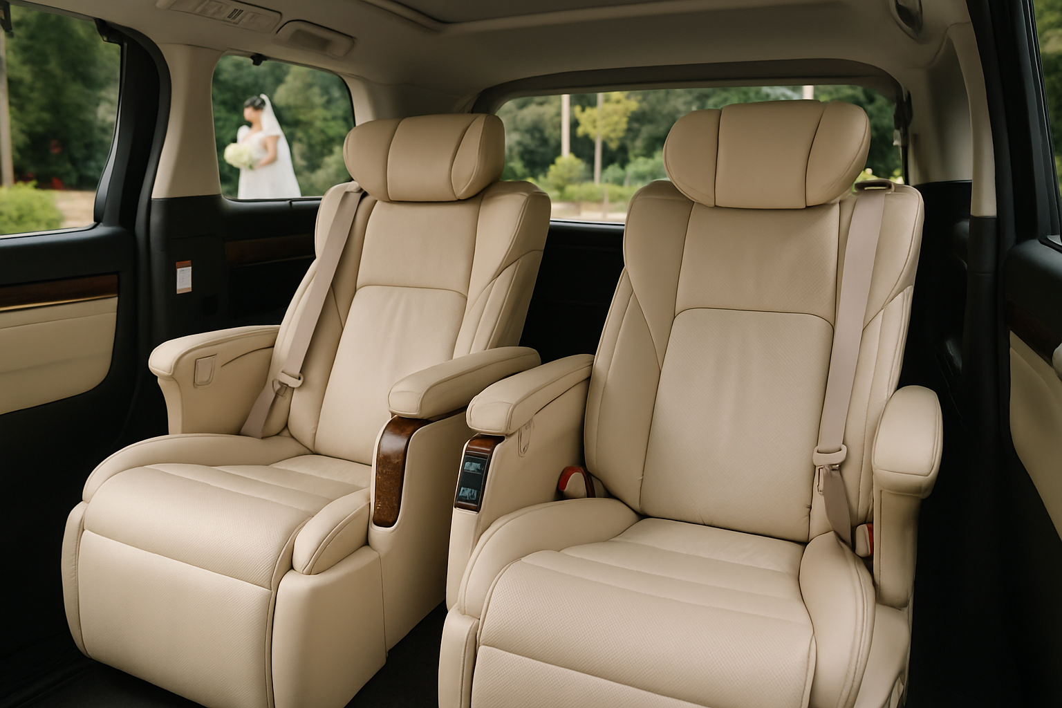 luxury cream leather captain pilot seats rear interior Toyota Alphard premium MPV Malaysia wedding